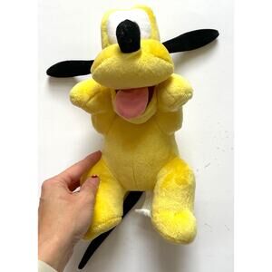 Disney Parks 14"  Pluto Plush Stuffed Animal Dog Yellow Green Collar
